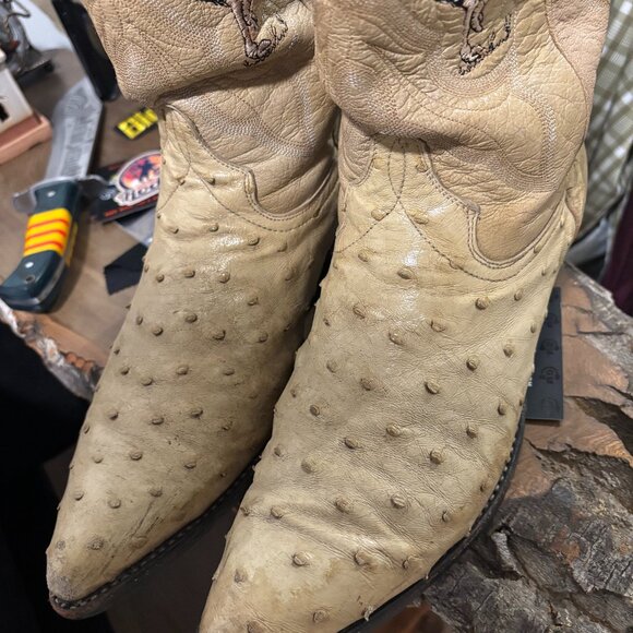 Vintage Genuine Ostrich Full Quill Cowboy Boots - Picture 1 of 6